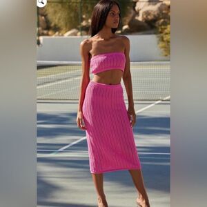 NWT Misa Los Angeles 2 Piece Crochet Set: Tia Top, Laya Skirt - Size Large